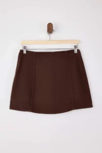 TRENDYOLMiLLA Brown Slit Detailed Denim Shorts Skirt - Image 7