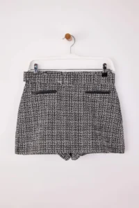 TRENDYOLMiLLA Black-Multicolored Arched Tweed Mini Shorts Skirt