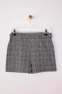 TRENDYOLMiLLA Black-Multicolored Arched Tweed Mini Shorts Skirt - Image 3