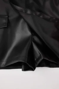TRENDYOLMiLLA Black Faux Leather Mini Double breasted Shorts Skirt - Image 7