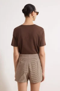 TRENDYOLMiLLA Brown-Multicolored Crowbar Patterned Mini Shorts Skirt Shorts & Bermuda - Image 4