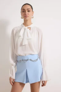 TRENDYOLMiLLA Light Blue Mini Chain Belt Detailed Shorts & Bermuda