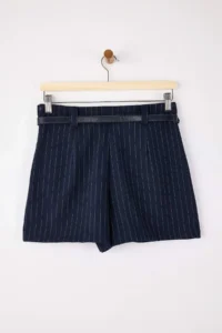 TRENDYOLMiLLA Navy Blue Verev Striped Arched Mini Shorts Skirt Shorts & Bermuda - Image 8