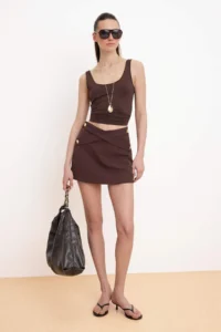 TRENDYOLMiLLA Brown Button Detailed Shorts & Bermuda - Image 2