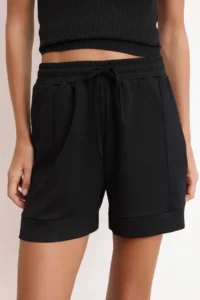 TRENDYOLMiLLA Black Regular Regular Waist Pipe Both Short Modal Knitting Shorts & Bermuda - Image 3