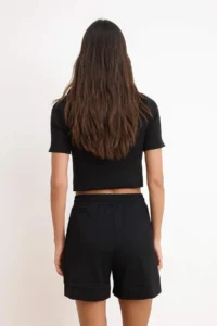 TRENDYOLMiLLA Black Regular Regular Waist Pipe Both Short Modal Knitting Shorts & Bermuda - Image 4