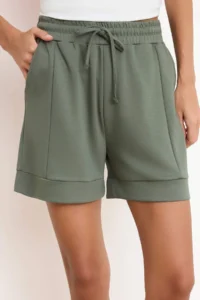 TRENDYOLMiLLA Khaki Regular Regular Waist Pipe Both Short Modal Knitting Shorts & Bermuda - Image 3