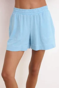 TRENDYOLMiLLA Mavi Wide Leg Eskitme Efektli Regular Waist Pipe Both 100% Cotton Knitting Shorts & Bermuda - Image 3