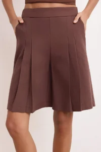 TRENDYOLMiLLA Brown linen look pleated LONG Shorts & Bermuda - Image 3