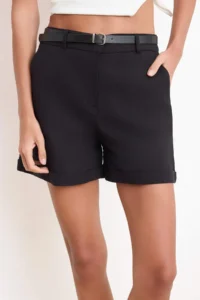 TRENDYOLMiLLA Black Arched linen look Short Shorts & Bermuda - Image 3