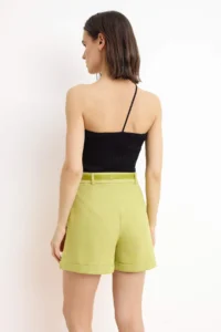TRENDYOLMiLLA Oil Green Arched linen look Short Shorts & Bermuda - Image 4