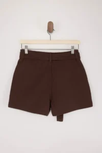 TRENDYOLMiLLA Brown Gabardine Short Arched Shorts & Bermuda - Image 2