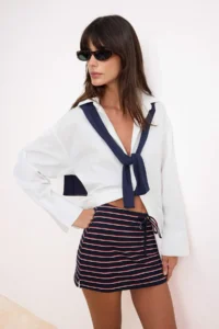 TRENDYOLMiLLA Multicolored Striped Regular Waist skinny Leg interlock Knitting Shorts & Bermuda