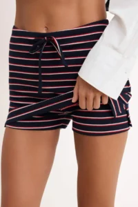TRENDYOLMiLLA Multicolored Striped Regular Waist skinny Leg interlock Knitting Shorts & Bermuda - Image 3