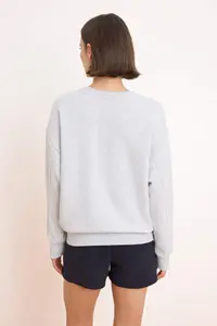 TRENDYOLMİLLA Kar Melange Oversized/Wide Pattern Long Sleeve 3 Yarn Unbrushed Knitting Sweatshirt - Image 4