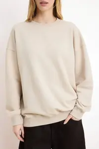 TRENDYOLMİLLA Stone Regular/Normal Pattern Drop Sleeve Long Sleeve 3 Yarn Unbrushed Knitting Sweatshirt - Image 3