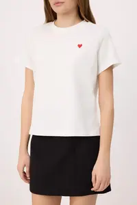 TRENDYOLMİLLA Ecru Regular/Normal Pattern Short Sleeve Embroidered Tok 100% Cotton Knitting T-Shirt - Image 3