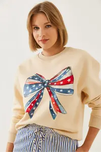 Bianco Lucci Women's Colorful Butterfly Printed Sweatshirt MBHS019 - Image 4