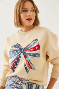 Bianco Lucci Women's Colorful Butterfly Printed Sweatshirt MBHS019 - Image 5