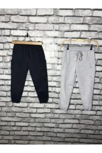 twins tailors Kids Sweatpants 2 Sets Paket (Gray-Navy Blue)