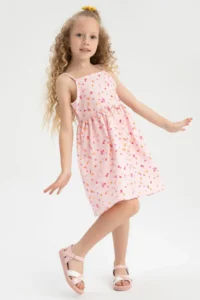 DeFacto Girl's Gingham Strappy Poplin Dress W7750a622hs - Image 2