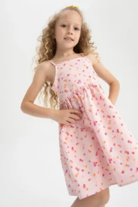 DeFacto Girl's Gingham Strappy Poplin Dress W7750a622hs - Image 3