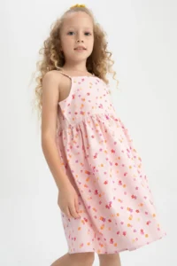DeFacto Girl's Gingham Strappy Poplin Dress W7750a622hs - Image 4