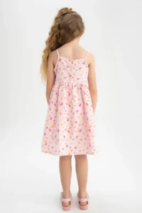 DeFacto Girl's Gingham Strappy Poplin Dress W7750a622hs - Image 5