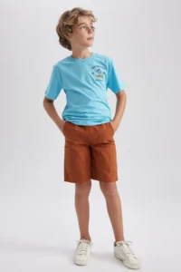DeFacto Boys' Regular Fit Gabardine Shorts - Image 2