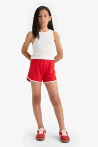 DeFacto Elastic Waist Basic Plain Shorts Girls' - Image 2