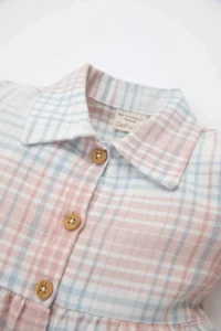 DeFacto Baby Girl Plaid Patterned Long Sleeve Buttoned Flannel Dress - Image 2