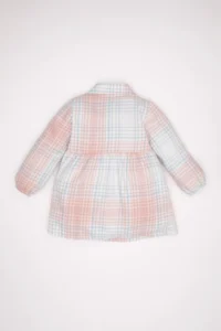 DeFacto Baby Girl Plaid Patterned Long Sleeve Buttoned Flannel Dress - Image 4