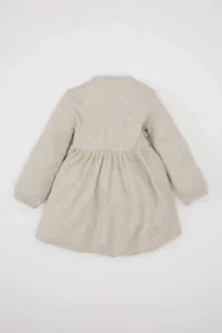 DeFacto Baby Girl Crew Neck Ribbed Camisole Long Sleeve Basic Plain Dress - Image 4