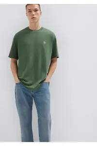 Mavi Seal Logo Embroidered Green T-Shirt Loose Fit 067074-81570 - Image 2