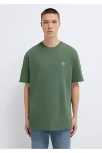 Mavi Seal Logo Embroidered Green T-Shirt Loose Fit 067074-81570 - Image 4