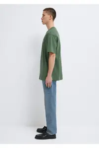 Mavi Seal Logo Embroidered Green T-Shirt Loose Fit 067074-81570 - Image 5