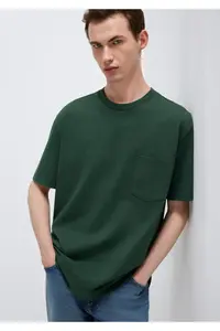 Mavi Pocket Detailed Green Basic T-Shirt Loose Fit / Loosely Comfortable Cut 066248-81570 - Image 2