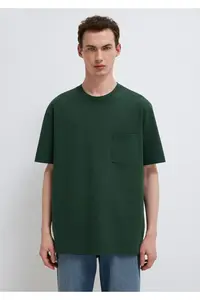 Mavi Pocket Detailed Green Basic T-Shirt Loose Fit / Loosely Comfortable Cut 066248-81570 - Image 3