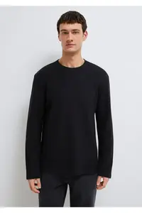 Mavi Long Sleeve Black Basic T-Shirt Regular Fit / Normal Cut 0611925-900 - Image 4