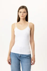 Pierre Cardin Economic Pack of 2 1205 Daisy Cotton Thin Strap Lace Undershirt - Image 2