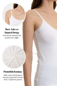 Pierre Cardin Economic Pack of 2 1205 Daisy Cotton Thin Strap Lace Undershirt - Image 6