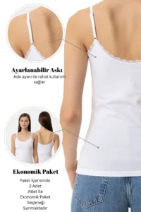 Pierre Cardin Economic Pack of 2 1205 Daisy Cotton Thin Strap Lace Undershirt - Image 7