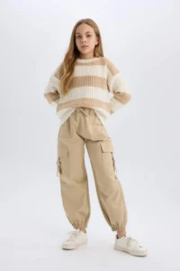 DeFacto Parachute Cargo Jogger Leg Cotton Trousers Girls