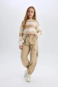 DeFacto Parachute Cargo Jogger Leg Cotton Trousers Girls - Image 2