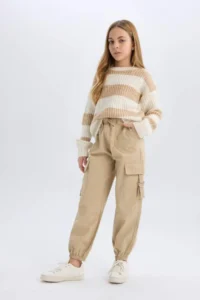 DeFacto Parachute Cargo Jogger Leg Cotton Trousers Girls - Image 3