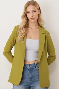 armonika Women Oil Green Tek buttoned Jacket ARM-