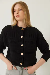 Bianco Lucci Women buttoned Patterned Knitwear Cardigan - Image 2