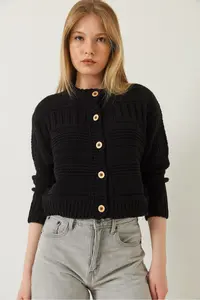 Bianco Lucci Women buttoned Patterned Knitwear Cardigan - Image 4