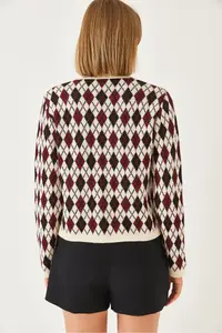 Bianco Lucci Women Baklava Patterned with pocket Knitwear Cardigan - Image 7