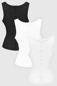 Cottonhill Cotton Thick Strap Ribbed Women's Athlete 3 Pack - Image 3